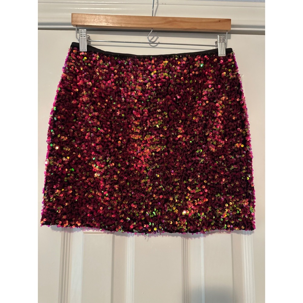 Hot & Delicious Sequin Mini Skirt Red Gold Women's M